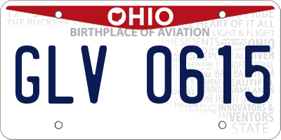 OH license plate GLV0615