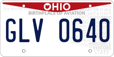 OH license plate GLV0640