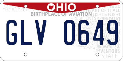 OH license plate GLV0649