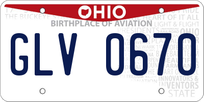 OH license plate GLV0670