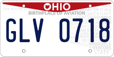 OH license plate GLV0718