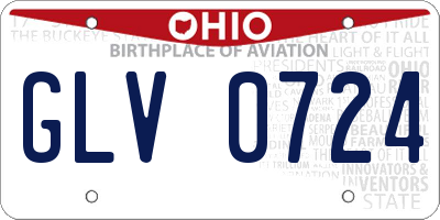 OH license plate GLV0724