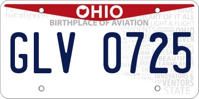 OH license plate GLV0725