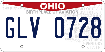 OH license plate GLV0728