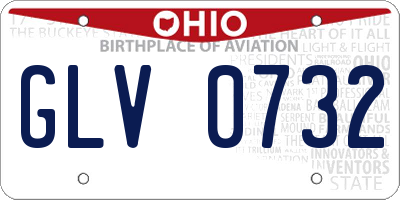 OH license plate GLV0732