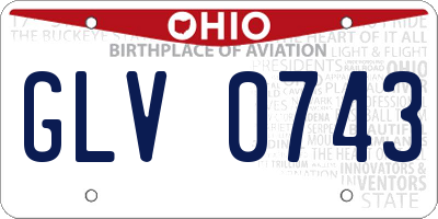 OH license plate GLV0743