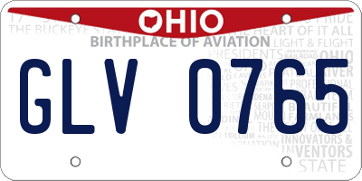 OH license plate GLV0765