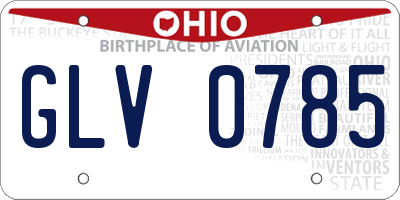 OH license plate GLV0785