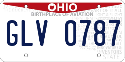 OH license plate GLV0787