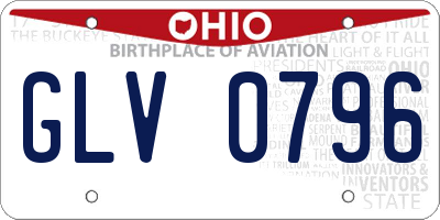 OH license plate GLV0796