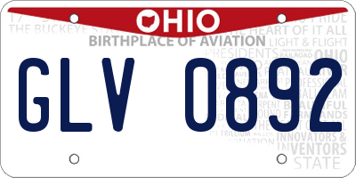 OH license plate GLV0892