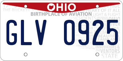 OH license plate GLV0925