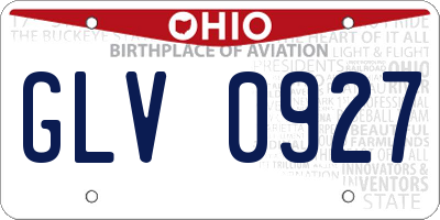 OH license plate GLV0927