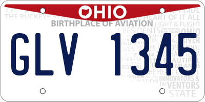 OH license plate GLV1345