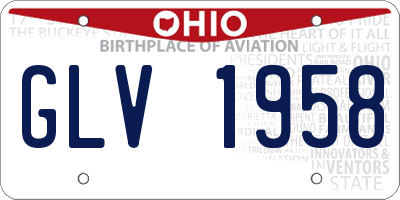 OH license plate GLV1958