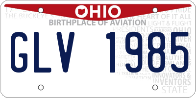 OH license plate GLV1985