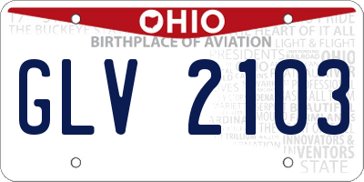 OH license plate GLV2103