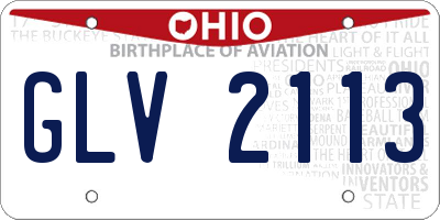 OH license plate GLV2113
