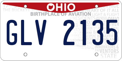 OH license plate GLV2135
