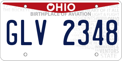 OH license plate GLV2348
