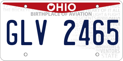 OH license plate GLV2465