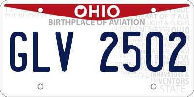 OH license plate GLV2502
