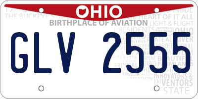 OH license plate GLV2555