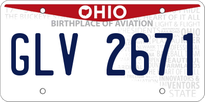 OH license plate GLV2671