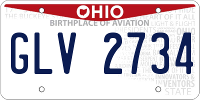 OH license plate GLV2734