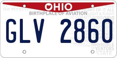 OH license plate GLV2860