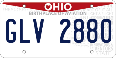 OH license plate GLV2880