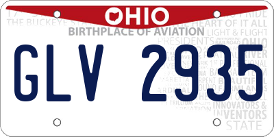 OH license plate GLV2935