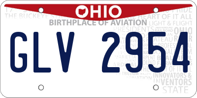 OH license plate GLV2954