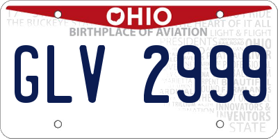OH license plate GLV2999