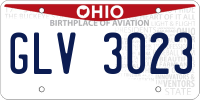 OH license plate GLV3023