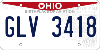 OH license plate GLV3418