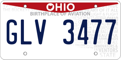 OH license plate GLV3477