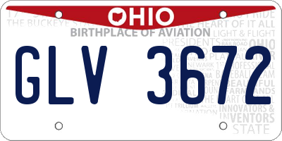 OH license plate GLV3672