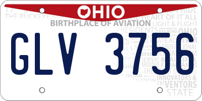 OH license plate GLV3756