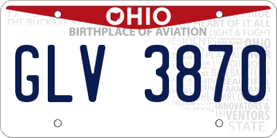 OH license plate GLV3870