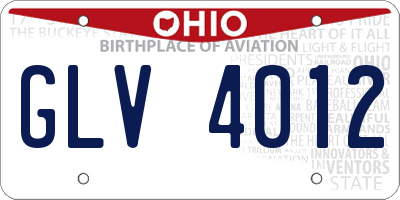 OH license plate GLV4012