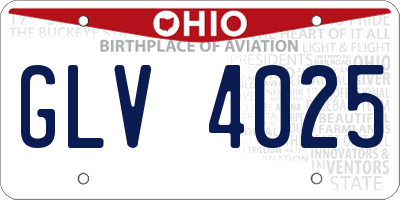 OH license plate GLV4025