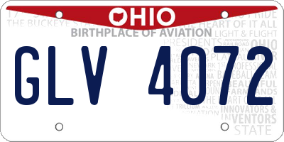 OH license plate GLV4072