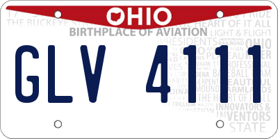 OH license plate GLV4111