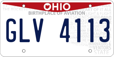 OH license plate GLV4113
