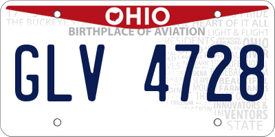 OH license plate GLV4728