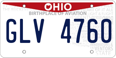 OH license plate GLV4760