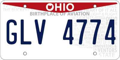 OH license plate GLV4774