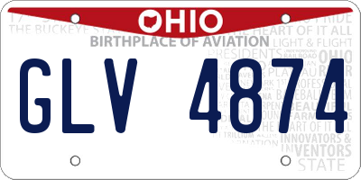 OH license plate GLV4874