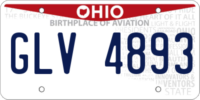 OH license plate GLV4893